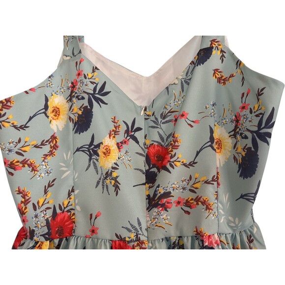 Floral Tropical Boho  Dress Spring Summer Tie Sleeve Size Large - Picture 4 of 8